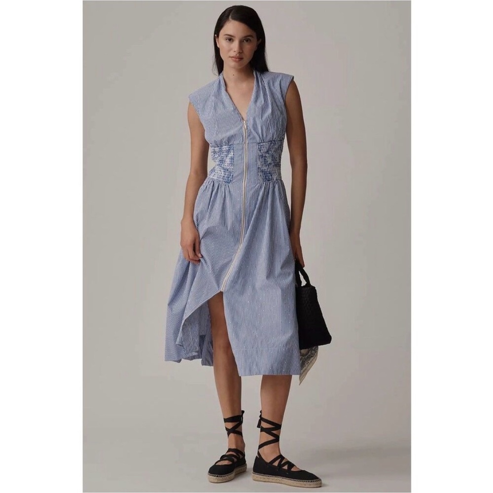 😍 Anthropologie the Tommie with; cap sleeve and drop waist Midi Dress